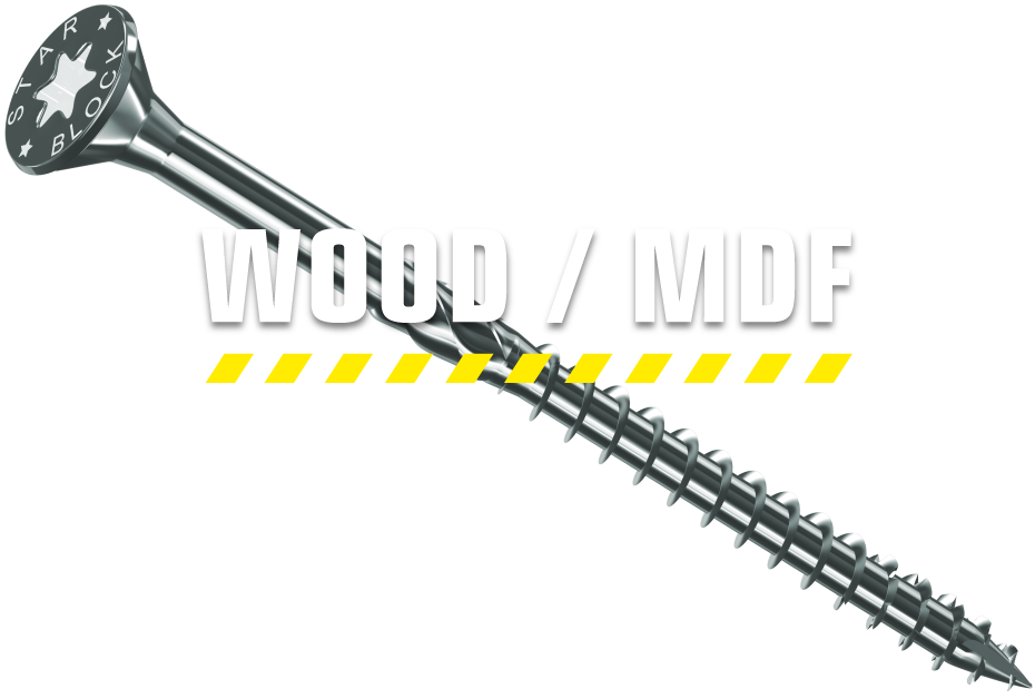 Starblock Wood Screws designed specifically for fastening wood to wood